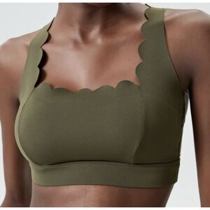 Wiskii Sports Bra Top Women's Large Green Athleisure Workout Stretch Gym